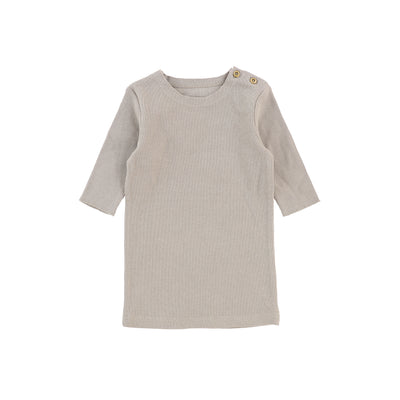 Lil Legs Three Quarter Sleeve Ribbed Side Buttons T-Shirt - Taupe