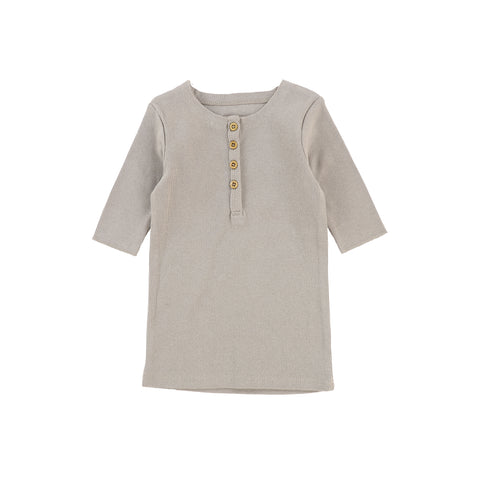 Lil Legs Three Quarter Ribbed Center Button T-Shirt - Taupe