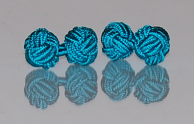 Teal Green Silk Knot Cufflinks