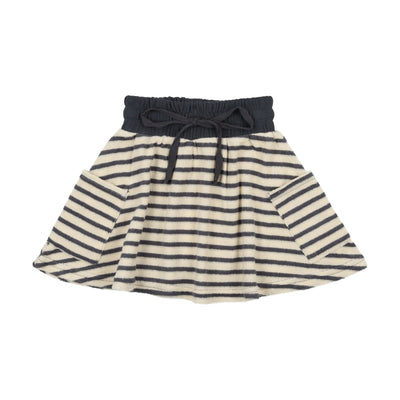 Analogie Terry Drawstring Skirt - Off Navy Stripe