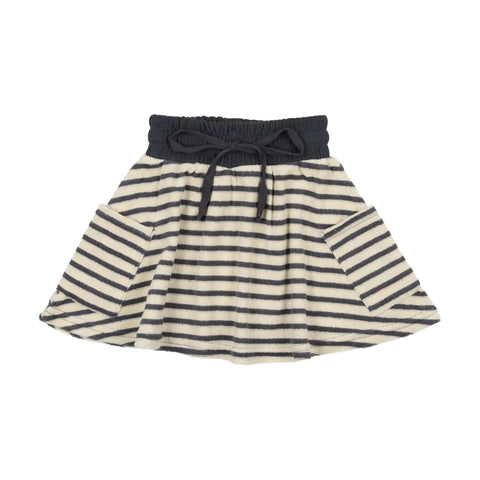 Analogie Terry Drawstring Skirt - Off Navy Stripe