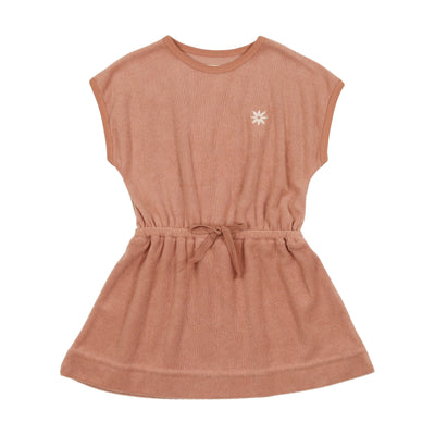 Analogie Terry Dress Short Sleeve - Apricot with Flower