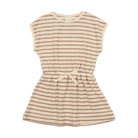 Analogie Terry Dress Short Sleeve - Tan Stripe