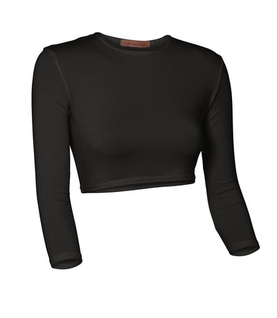 PB&J Ladies Cotton 3/4 Sleeve Croptop - Black