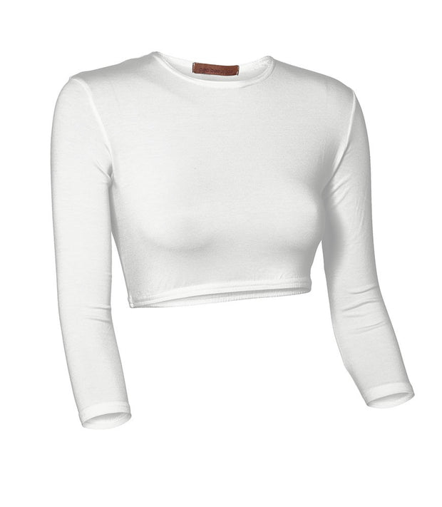 PB&J Ladies Cotton 3/4 Sleeve Croptop - White