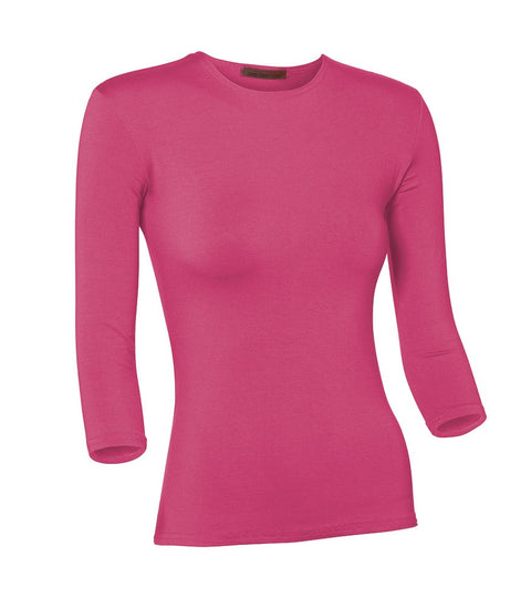 PB&J Ladies Cotton 3/4 Sleeve Shell - Hot Pink