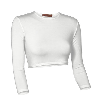 PB&J Ladies Modal 3/4 Sleeve Croptop - White