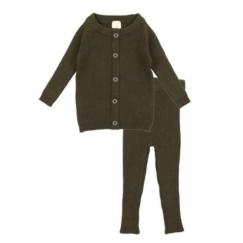 Analogie Knit Boys Set - Dark Olive