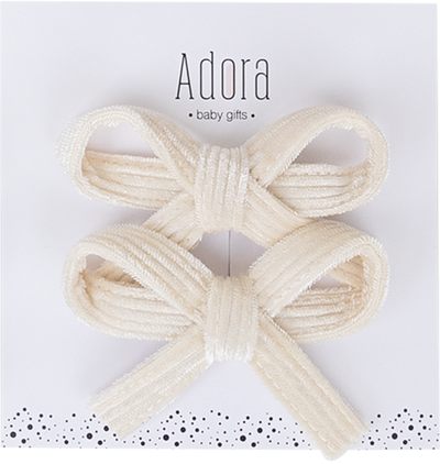 Adora Mini Corduroy Bow Clip Set - Vanilla Corduroy