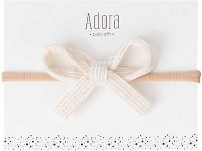Adora Mini Corduroy Bow Baby Headband - Vanilla Corduroy