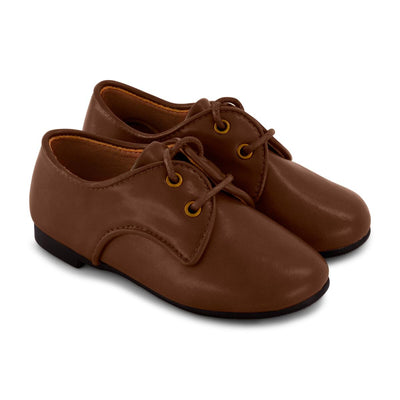 Zeebra Kids Hard Sole Lace Ups - Walnut Brown