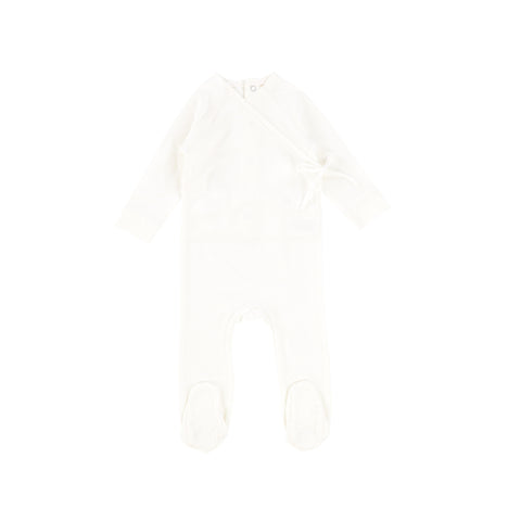 Lilette Brushed Cotton Wrapover Footie - White