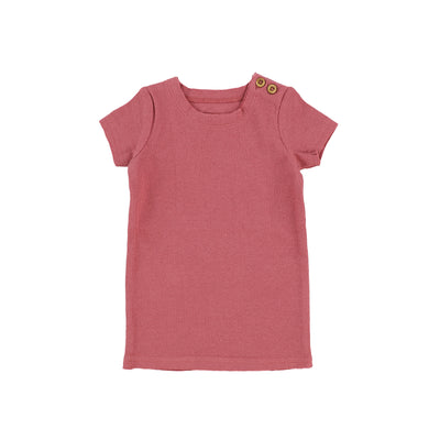 Lil Legs Short Sleeve Ribbed Side Buttons T-Shirt - Watermelon Pink