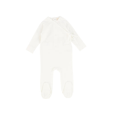 Lillette Brushed Cotton Wrapover Footie - White