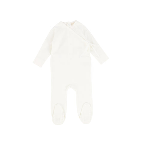 Lillette Brushed Cotton Wrapover Footie - White