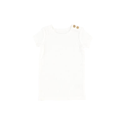 Lil Legs Short Sleeve Ribbed Side Buttons T-Shirt - Pure White