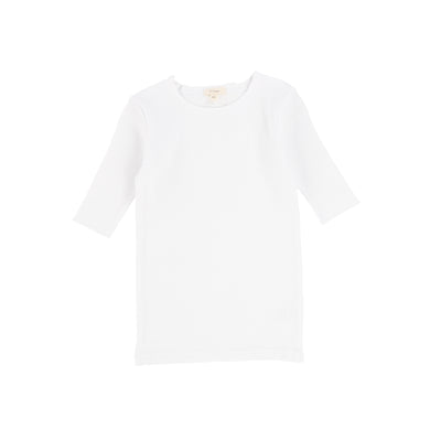 Lil Legs Ribbed T-Shirt Three Quarter Sleeve - Winter White