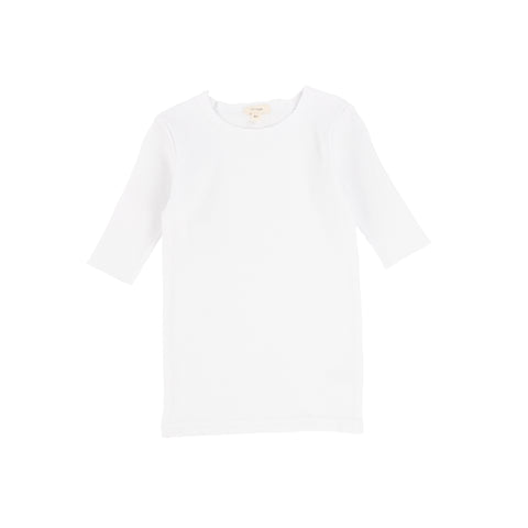 Lil Legs Ribbed T-Shirt Three Quarter Sleeve - Winter White