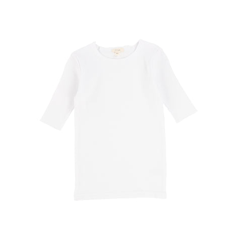 Lil Legs Ribbed Three Quarter Sleeve T-shirt - Winter White