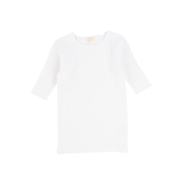 Lil Legs Ribbed T-Shirt Three Quarter Sleeve - Winter White
