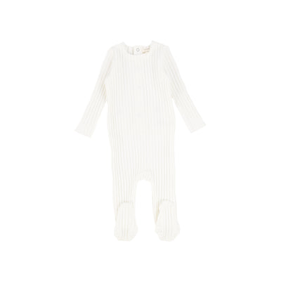 Lil Legs Wide Ribbed Footie - Winter White