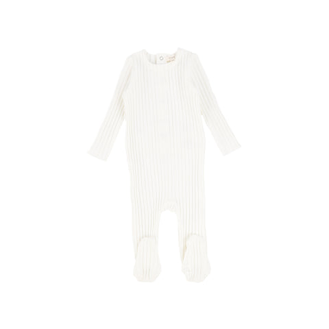 Lil Legs Wide Ribbed Footie - Winter White