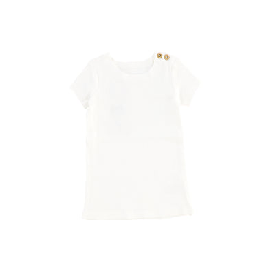 Lil Legs Short Sleeve Ribbed Side Buttons T-Shirt - Winter White