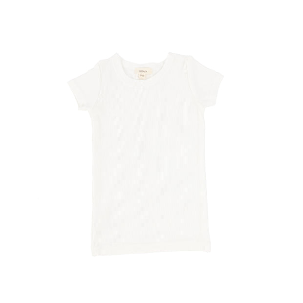 Lil Legs Ribbed Short Sleeve T-shirt - Winter White