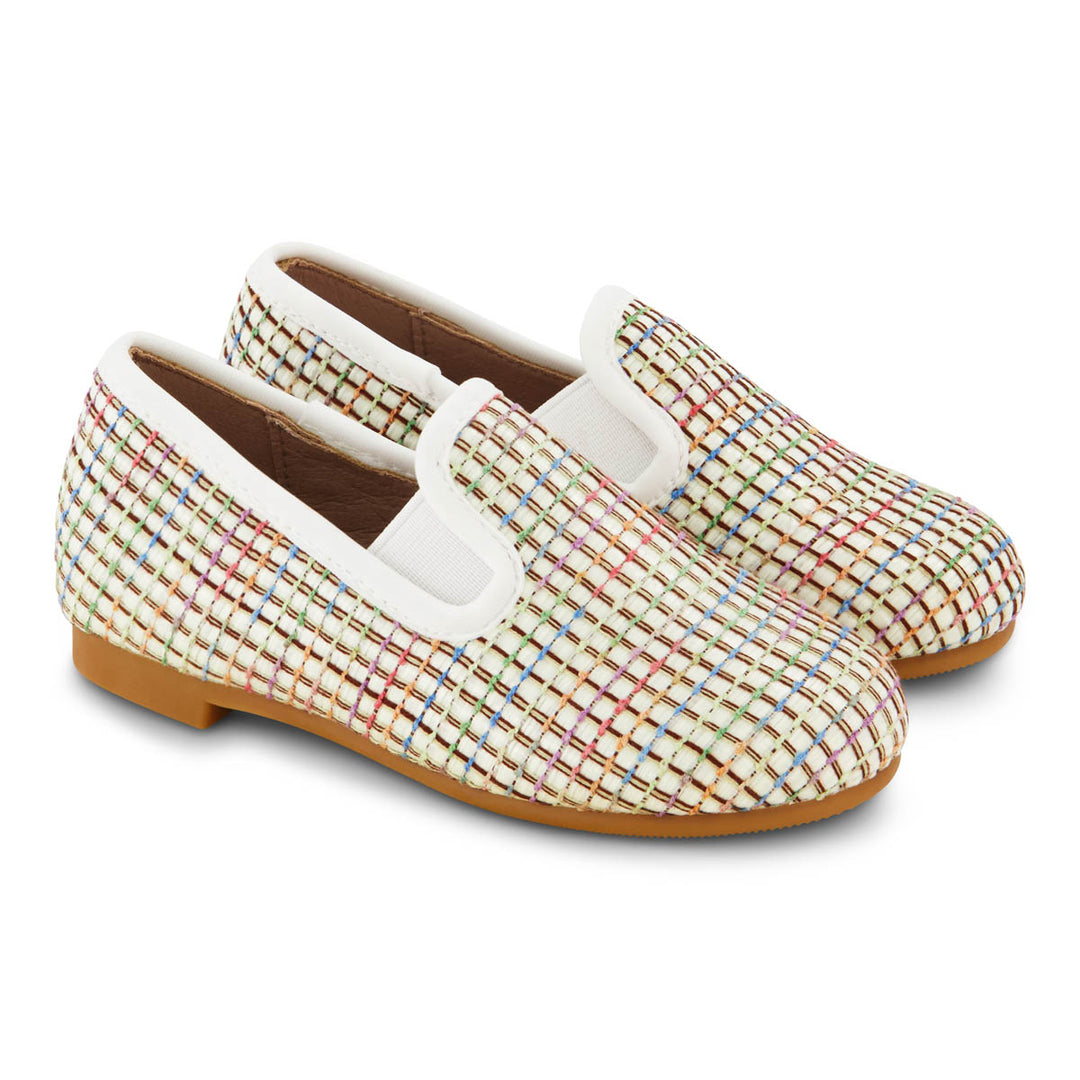 Zeebra Kids Hard Sole Woven Loafers Multicolor Head Shoulders Toes Bows