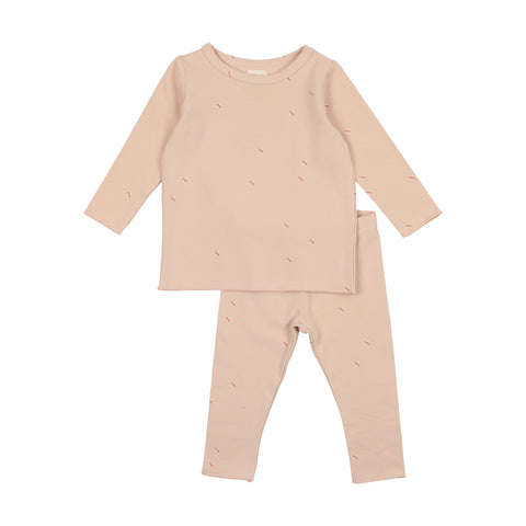 Analogie X-Print Lounge Set Pajamas - Peach