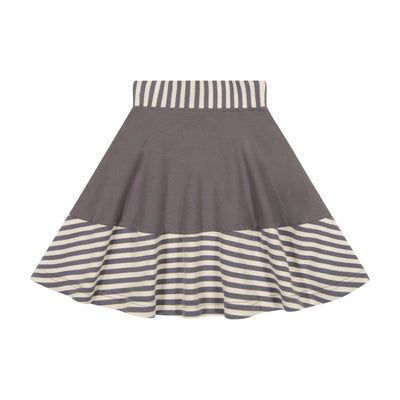 Teela Rib Stripe Girl's Skirt - Gray