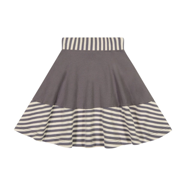 Teela Rib Stripe Girl's Skirt - Gray