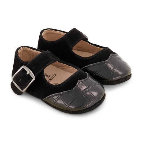 Zeebra Kids Soft Sole Crocodile Mary Janes - Black