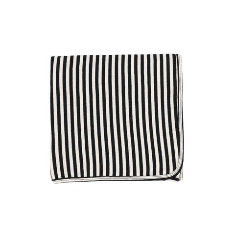 Lil Legs Classic Ribbed Blanket - Black/Stone Stripe