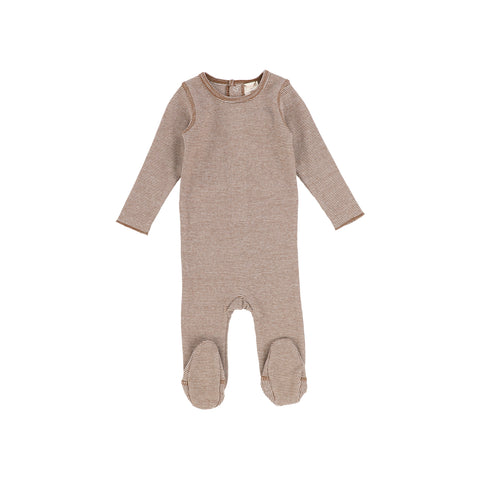 Analogie Mini Stripe Stitch Footie - Brown/White