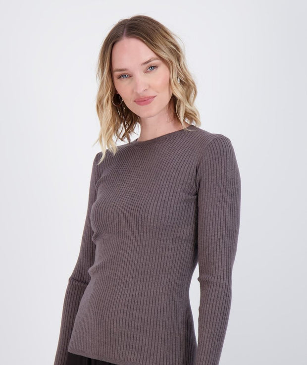 PB&J Outline Ladies Ribbed Knit Sweater - Jewel Neck