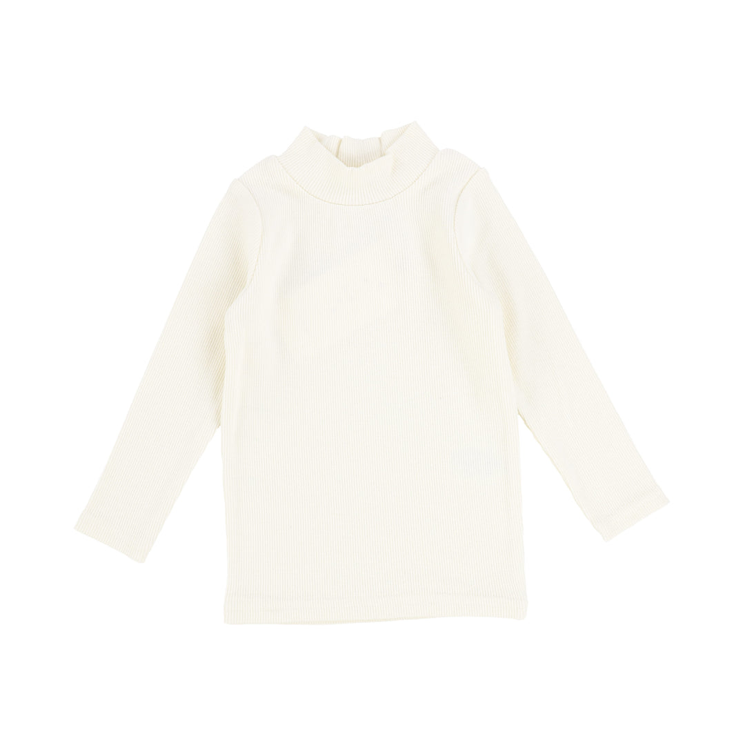 Lil Legs Ribbed Mock Neck Ivory Head Shoulders Toes Bows
