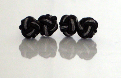 Black & Charcoal Silk Knot Cufflinks