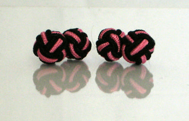 Black & Pink Silk Knot Cufflinks