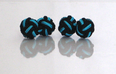 Black & Teal Silk Knot Cufflinks