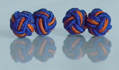 Blue & Orange Silk Knot Cufflinks