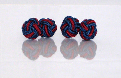 Blue & Red Silk Knot Cufflinks