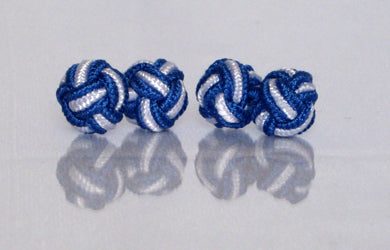Blue & White Silk Knot Cufflinks