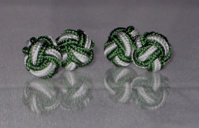 Green & White Silk Knot Cufflinks