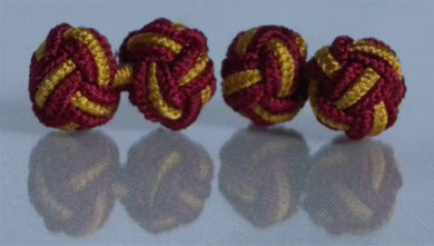 Maroon & Gold Silk Knot Cufflinks