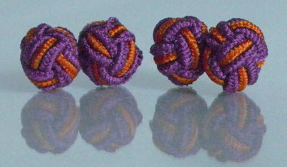 Purple & Orange Silk Knot Cufflinks