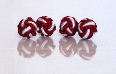 Red & White Silk Knot Cufflinks