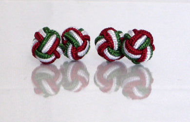 Red, White & Green Silk Knot Cufflinks