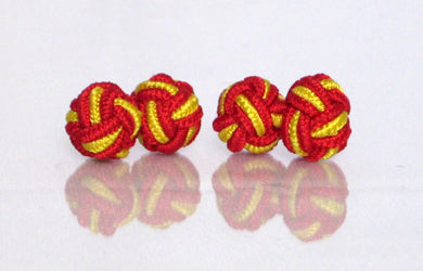 Red & Yellow Silk Knot Cufflinks
