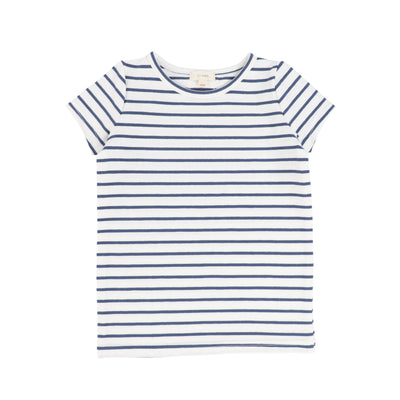 Lil Legs Striped Girls Fitted Tee Short Sleeve - White Base
